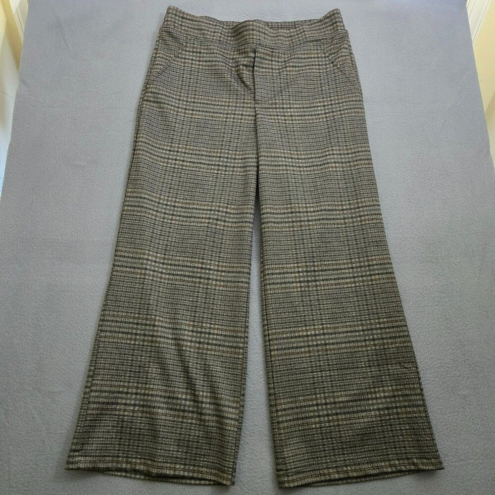Democracy Women XS High Rise Plaid Pull-On Wide Leg Trousers
